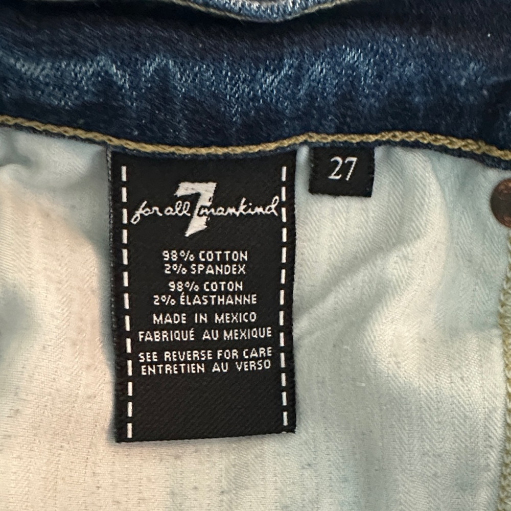 7 For All Mankind Dark Blue Distressed Skinny Jeans - Picture 5 of 6
